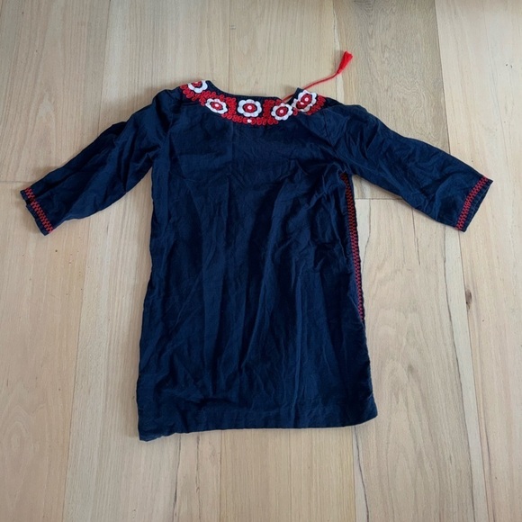 J. Crew Embroidered Navy Blue And Red Tunic Top Dress Size Small - Picture 4 of 7